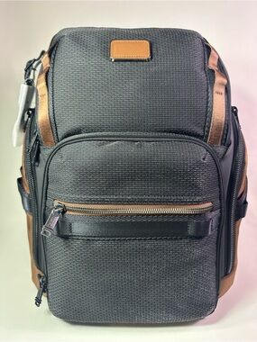 New Men’s TUMI Alpha Bravo Search Backpack Rucksack Black Brown Nylon Leather